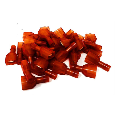 100 Pack Red 22–18 AWG Male Nylon Quick Disconnect Speaker Connectors T-Tap