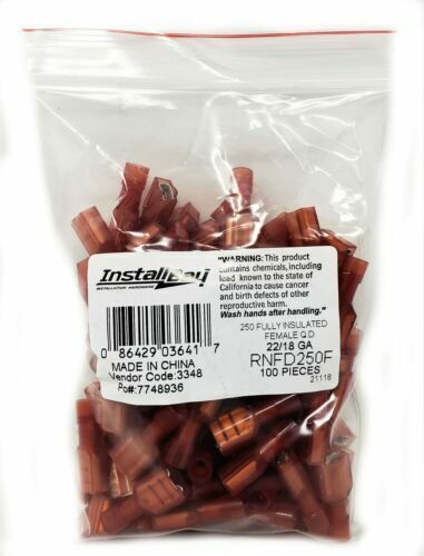 RED 22-18AWG Female Insulated Nylon Speaker Connector 100pcs Quick Disconnect