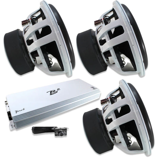 B2 Audio ZERO6 6K Amp + 3x RAGE V3 15" 2kW 1-0hm DVC RMS Subwoofers B2-Z6-COMBO4