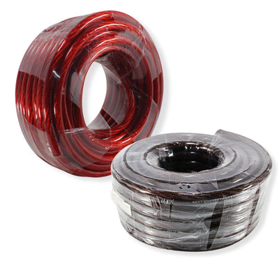 25Ft Pre Cut 0 Gauge Red/Black CCA Power/Ground Wire Coil for Car Audio Systems