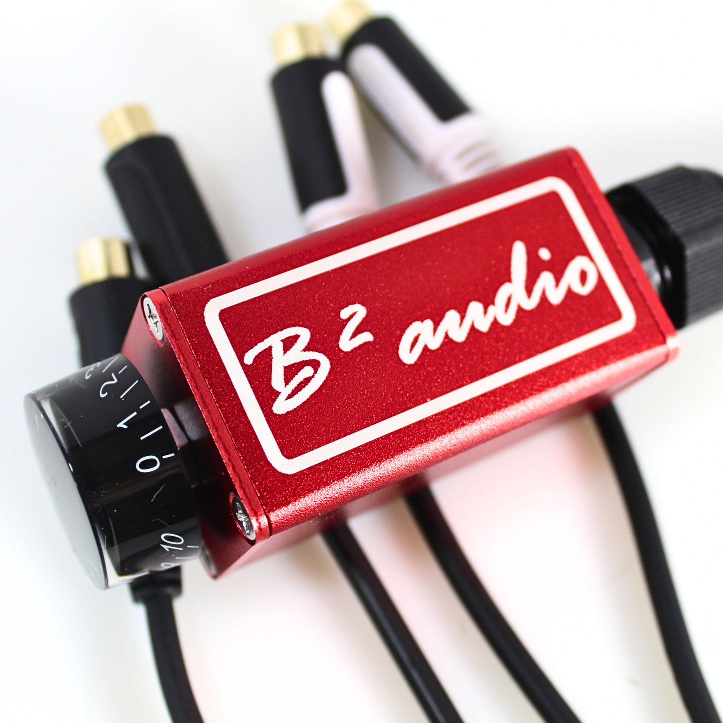 Official B2 Audio Aluminum Cased 30" RCA Bass Knob Red with B2 Audio Logo