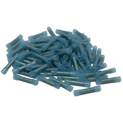 100 Pack 16 to 14 AWG Blue Waterproof Heat Shrink Butt Connectors HSBBC