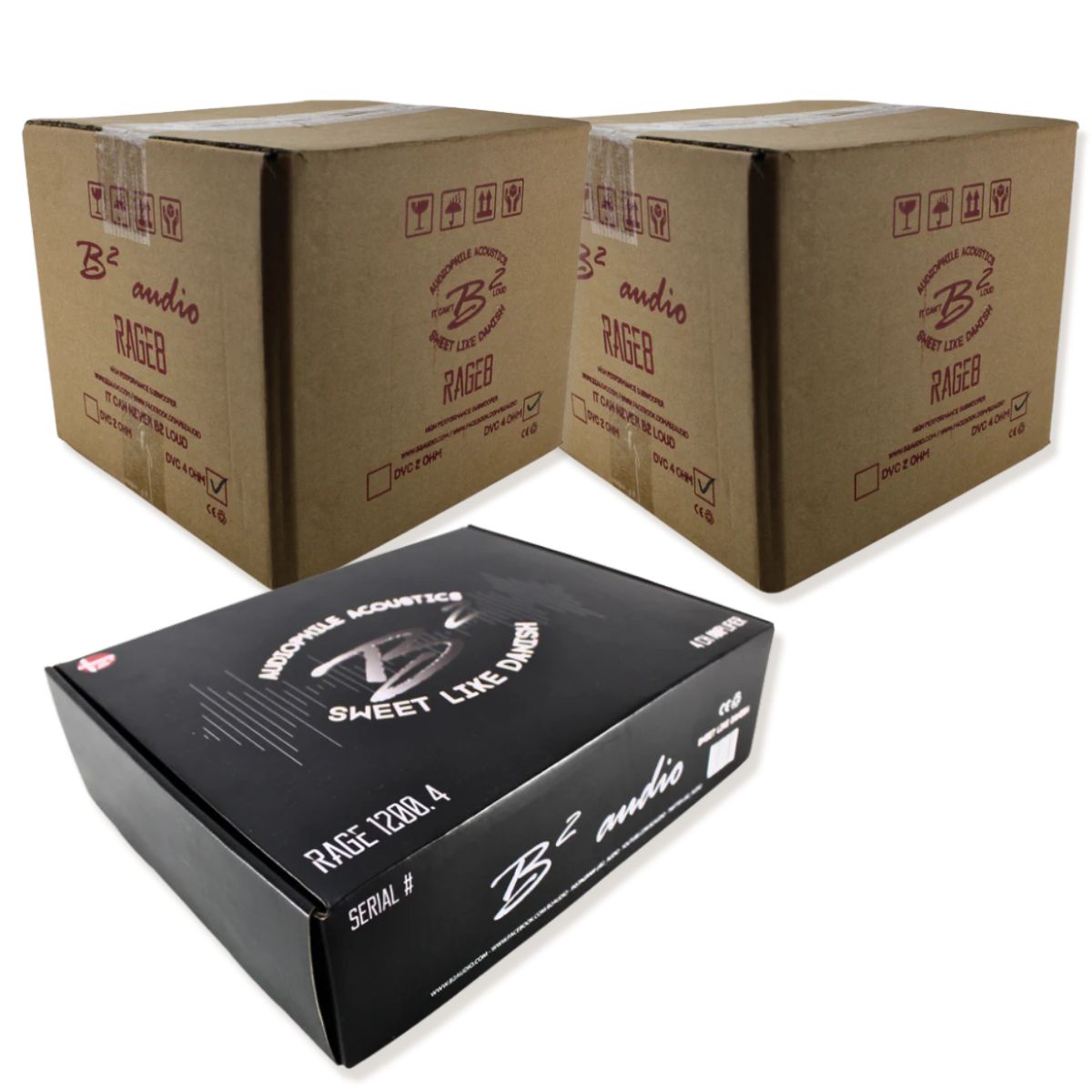 B2 Audio RAGE 1200.4 V2 4-Channel Amplifier + 2 RAGE8 D4 Subwoofers COMBO-20