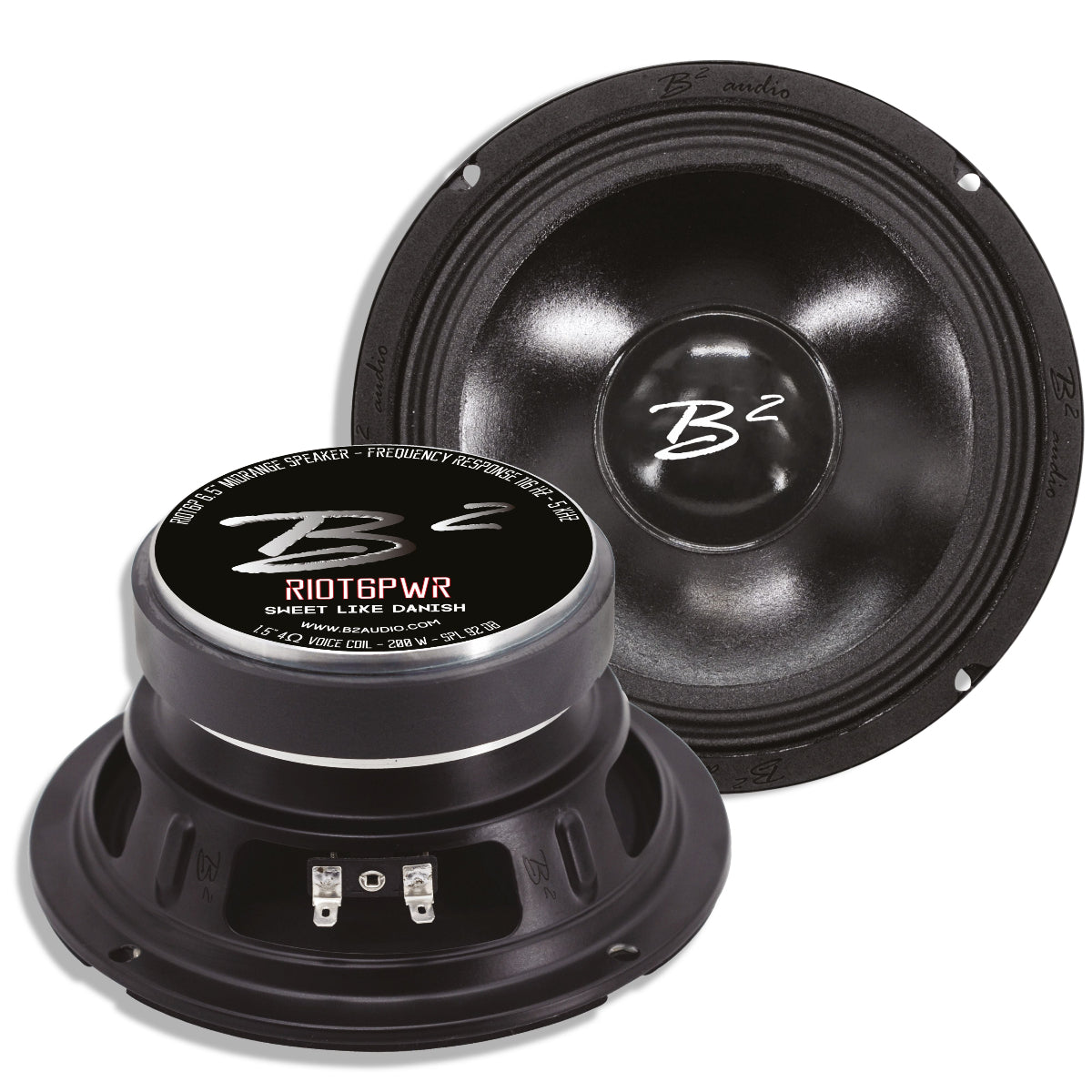 B2 Audio RIOT Series 4-Ohm 100W RMS Mid-Range Speakers UV/Water Resistant Cone, Sold in Pairs RIOT6PWR