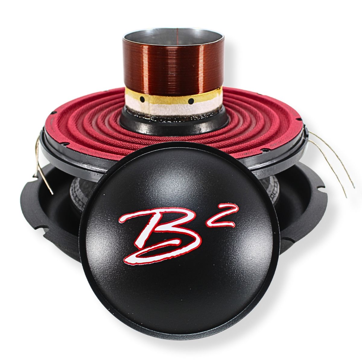 Front View of B2 Riot 10" 2-Ohm Dual Voice Coil Drop-In Recone Kit – Carbon Fiber