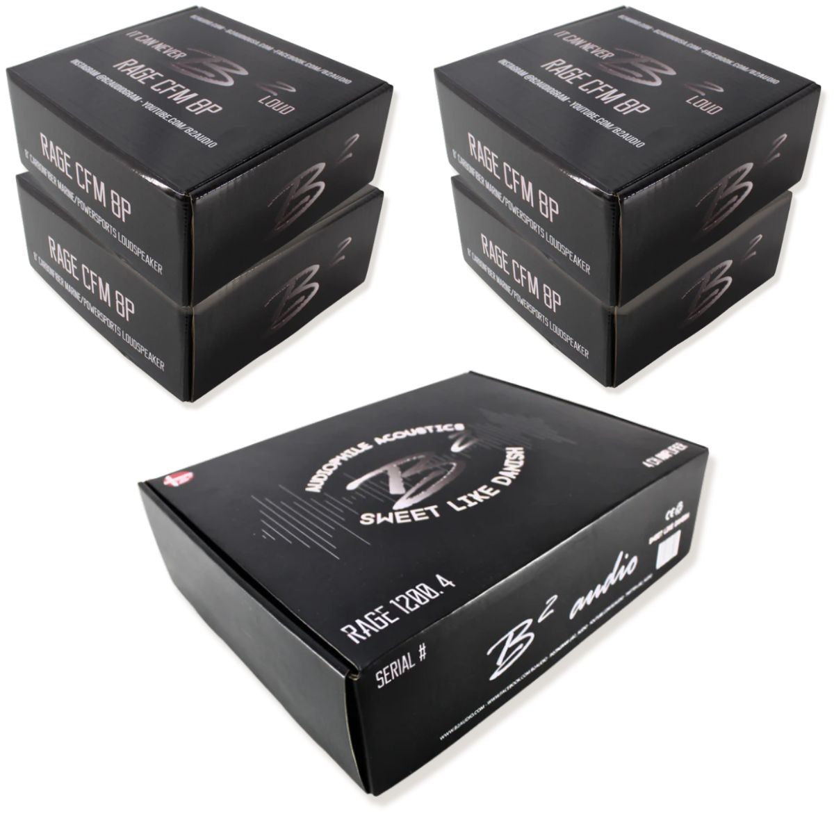 B2 Audio RAGE 1200.4 V2 4-Channel Amplifier w/RAGE8-CFM 8" Speaker Sets COMBO-16