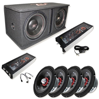 B2 Audio Full Car Audio Package DVPE212 Loaded Enclosure w/ RGB Amplifiers w/ 6.5" Speakers