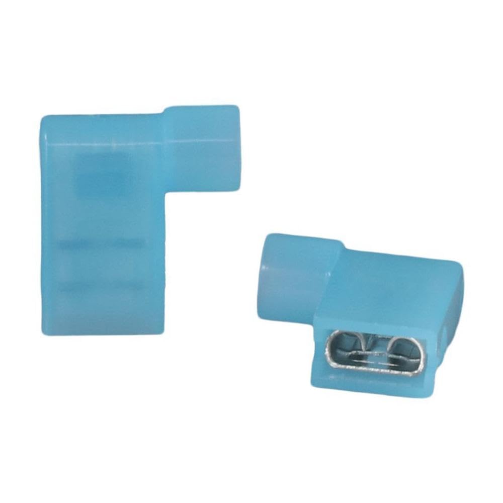 100 Pack 14 to 16 Gauge Blue Flag Spade Female Terminals 90 Degree Connectors