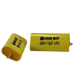 Pair of 1.5uF 250V 26500Hz at 4 Ohm Metalized Film Capacitor Bass Blockers