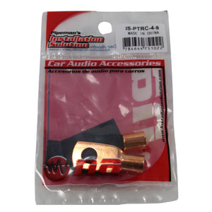Pair of 4 Gauge Copper Ring Terminal Lugs 1/4 Inch Crimp Style Connectors