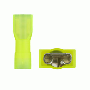 100 Pack 10 to 12 AWG Yellow Nylon Female Quick Disconnects Insulated Terminals