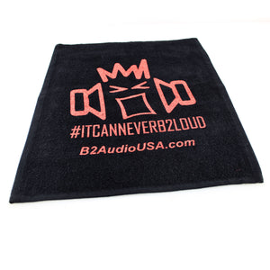 B2 Audio Black 100% Cotton Towel with Red B2 Riot Guy Logo