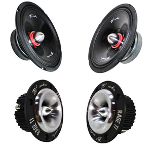 B2 Audio RAGE 1200.4 Amplifier + RIOT8P 8" Midrange + RAGE T1 NEO Tweeter Combo