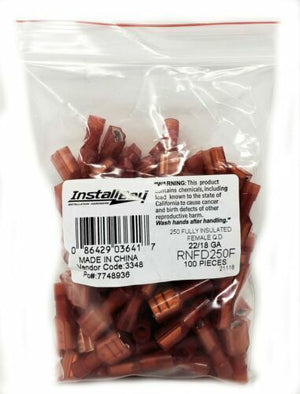 RED 22-18AWG Female Insulated Nylon Speaker Connector 100pcs Quick Disconnect