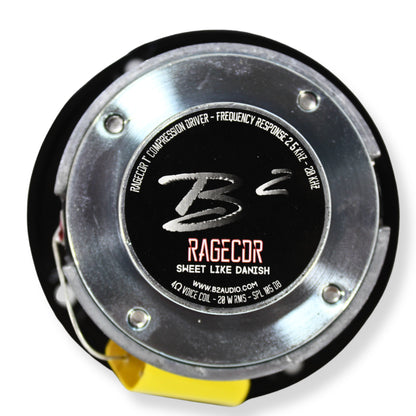 B2 Audio RAGE Series Pair of 1" 4-Ohm 20 Watt RMS Shallow Mount Compression Drivers, OD 3.15" w/ Horn RAGE CDR