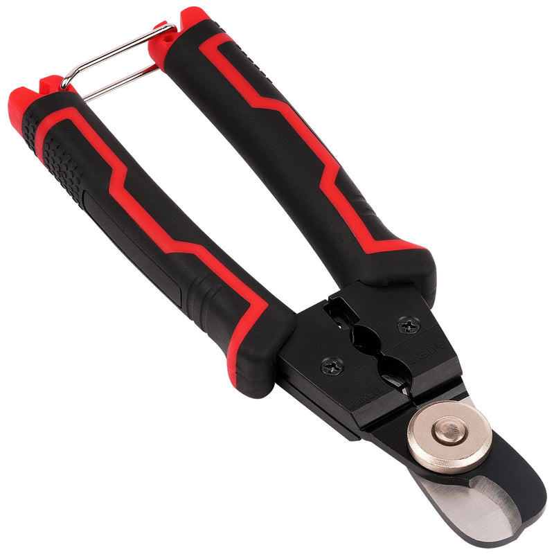 7" Heavy-Duty Carbon Steel Cable Cutter and Wire Stripper with Non-Slip Ergonomic Grip