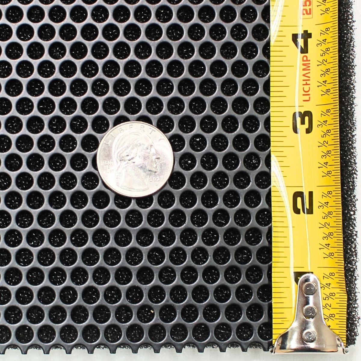2' x 4' Black Metal Finish Mesh Grill with Foam Staggered Rows and 3/16" Holes