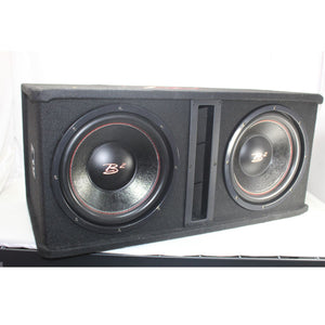 B2 Audio Dual 12 1000W RMS Dual 2 Ohm Vented Loaded Subwoofer Enclosure OPEN BOX