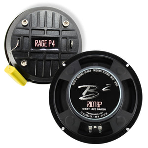 B2 Audio RAGE 1200.4 Amplifier + RIOT8P 8" Midrange + RAGE P4 Tweeter Combo