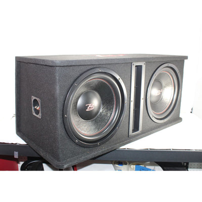 B2 Audio Dual 12" 1K W RMS Dual 2 Ohm Vented Loaded Subwoofer Enclosure OPEN BOX
