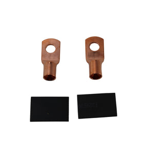 Pair of 0 Gauge Copper Ring Terminal Lugs 1/4 Inch Crimp Style Connectors