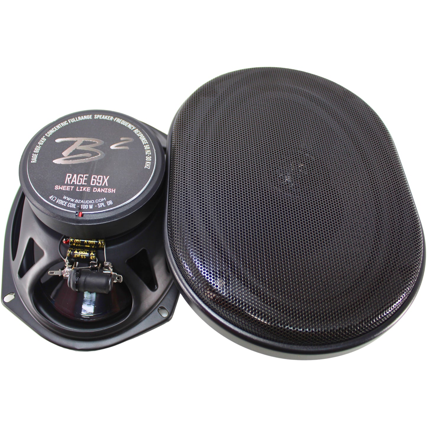 B2 Audio RAGE Series Pair of 6x9" 4-Ohm 100 Watt RMS Coaxial Mid To High End Speakers RAGE69X