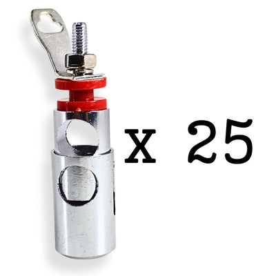 Big Jeff Audio 4 Gauge Tall Speaker Push Terminal Brass/Nickel Plated Red 25 Pack