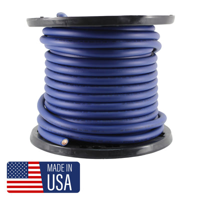 1/0 True AWG 100% OFC 0GA Pure Copper Power/Ground Wire Blue Lot