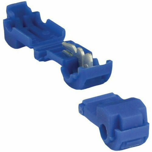 100 Pack 16 to 14 AWG Blue Nylon T-Tap Insulation Wire Connectors BTT