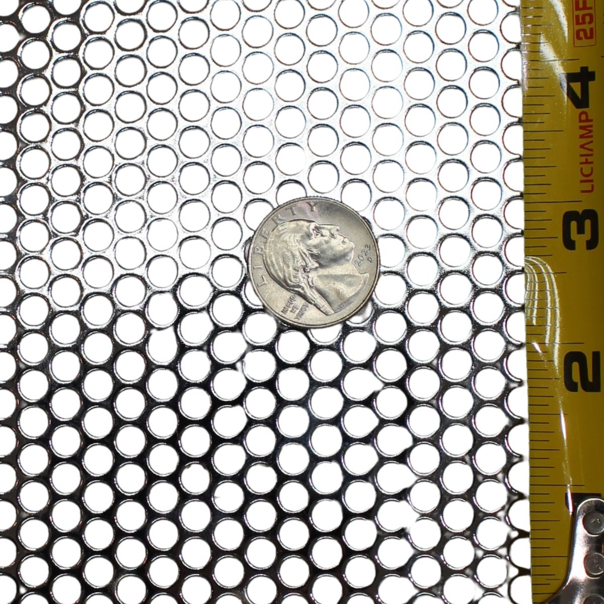 2' x 4' Shiny Metal Finish Mesh Grill Sheet Staggered Row with 3/16" Holes