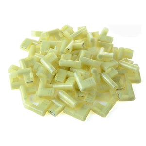 100 Pack 12 to 10 Gauge Yellow Flag Spade Female Terminals 90 Degree Connectors
