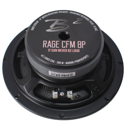 B2 Audio 8"  Carbon Fiber Marine, Motorcycle, Powersports, 3.3-Ohm Shallow Mount Speakers, Sold in pairs RAGE8CFM