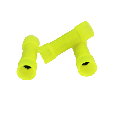 100 Pack Yellow Nylon Butt Crimp Connectors 10 to 12 AWG Wire Terminals YNBC
