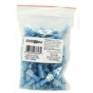 100 Pack Blue Nylon Female Quick Disconnects 16 to 14 AWG Insulated Connectors
