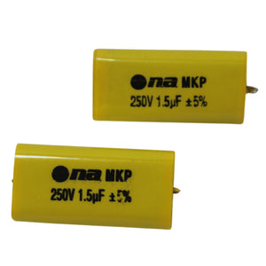 Pair of 1.5uF 250V 26500Hz at 4 Ohm Metalized Film Capacitor Bass Blockers