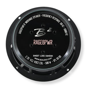 B2 Audio RAGE Series 8" 4-Ohm 250 Watt RMS Mid-Range Speakers UV/Water Resistant Cone, Sold in Pairs RAGE8PWR