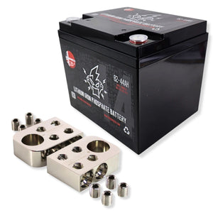 B2 Audio 44Ah 5000W LiFePO4 Battery 12V w 0GA 4 Input Bolt Down Terminal Blocks
