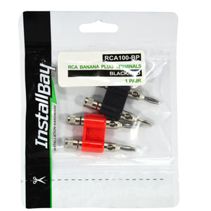 Pair of RCA Banana Plugs Black and Red RCA100-BP for Audio Connections Install Bay