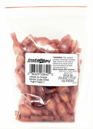 100 Pack Red 22–18 AWG Male Nylon Quick Disconnect Speaker Connectors T-Tap