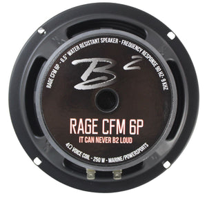 B2 Audio 6.5"  Carbon Fiber Marine, Motorcycle, Powersports, 3.3-Ohm Shallow Mount Speakers, Sold in pairs RAGE6CFM