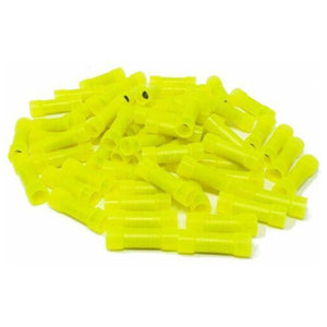 100 Pack Yellow Nylon Butt Crimp Connectors 10 to 12 AWG Wire Terminals YNBC
