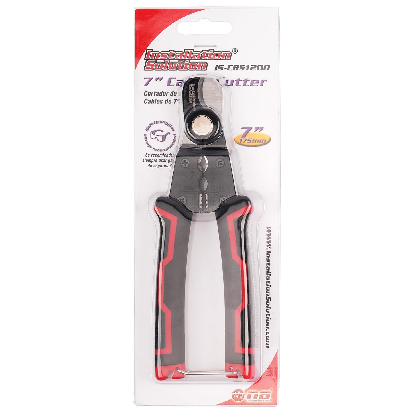 7" Heavy-Duty Carbon Steel Cable Cutter and Wire Stripper with Non-Slip Ergonomic Grip