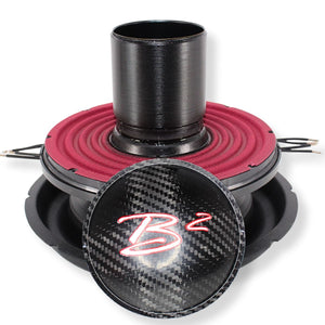 Front view of B2 Audio RAMPAGE 10" D1 Re-Cone Kit | Carbon Fiber Cone & 4" DVC 1-Ohm