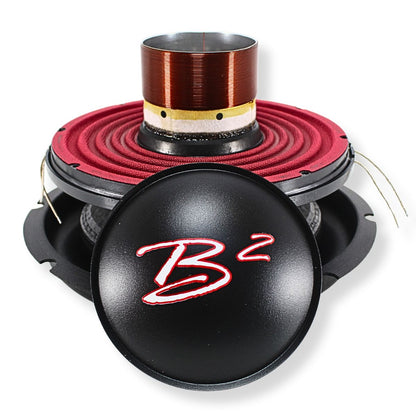 Front view of B2 Riot 10" 4-Ohm Dual Voice Coil Drop-In Recone Kit – Carbon Fiber