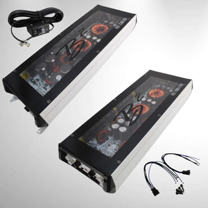 Riot RGB amplifier front side view with accessories. On white background as product Review Video on you tube.