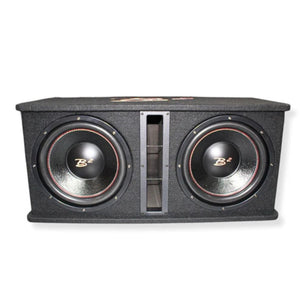 B2 Audio DVPE212 Loaded Dual 12" Subwoofer Enclosure RIOT 2500.1 Amplifier Combo