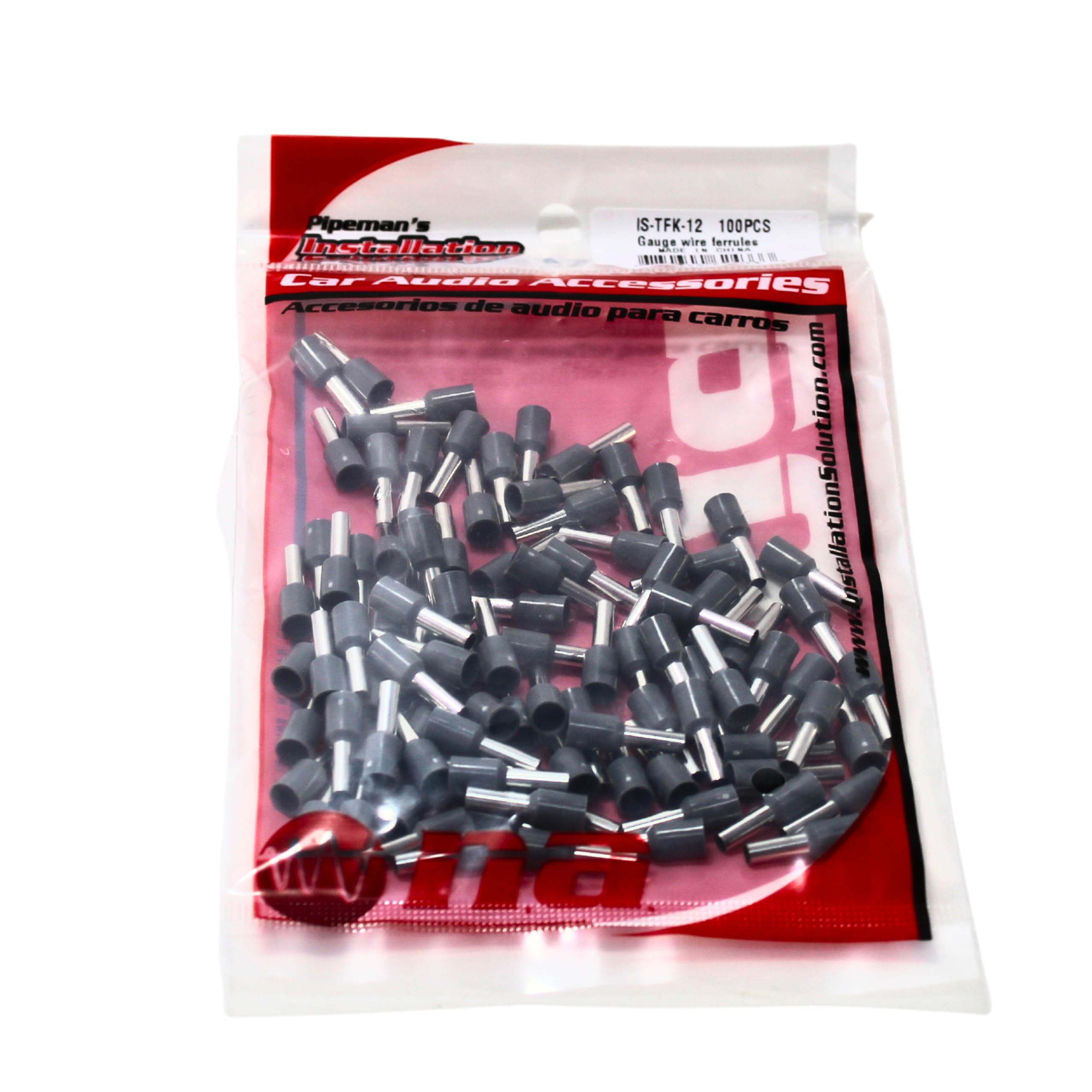 100 Pack 12 Gauge Wire Ferrules with Gray Insulation IS-TFK-12 for Sec ...