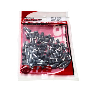 100 Pack 12 Gauge Wire Ferrules with Gray Insulation IS-TFK-12 for Secure Connections