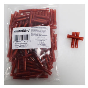 Red Nylon 22-18 AWG Butt Connectors 100 Pack Electrical Crimp Terminals RNBC