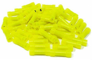 100 Pack Yellow Nylon Butt Crimp Connectors 10 to 12 AWG Wire Terminals YNBC